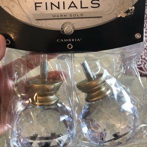Finials.. warm Gold / clear faceted ball end.